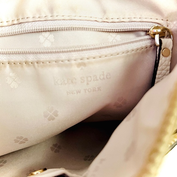 Kate Spade New York Medium Polly Leather Crossbody Bag White Parchment - Picture 7 of 11